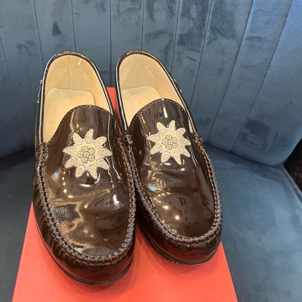 Vintage Dunja Huber Venice Marron Brown Leather Slip-On Loafers Size 6